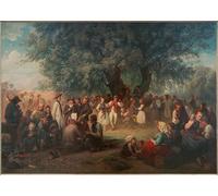 HRJUBWREE Famous Paintings Pictures Artwork Picture Village Dance Under the Lime Tree by Ludwig Knaus Photo Wall Print for Home Decor 60x90cm