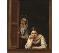 HRJUBWREE Famous Paintings Pictures Artwork Picture Zwei Frauen an Einem Fenster by Bartolomé Esteban Murillo Photo Wall Print for Home Decor 60x90cm