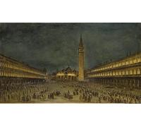 HRJUBWREE Oil Painting Prints on Canvas Painting Picture a Night Procession in the Piazza San Marco by Francesco Guardi Artwork Canvas Prints for Home Decor 60x90cm