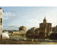 HRJUBWREE Oil Painting Prints on Canvas Painting Picture a View Ofalong the Tiber with the Church of San Dei Fiorentini Beyond by Bernardo Bellotto Artwork Canvas Prints for Home Decor 60x90cm