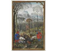 HRJUBWREE Oil Painting Prints on Canvas Painting Picture Add Ms F.v Calendar Miniature for December Showing a Boar Hunt Vellum by Simon Bening Artwork Canvas Prints for Home Decor 60x90cm
