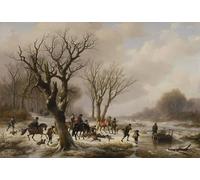 HRJUBWREE Oil Painting Prints on Canvas Painting Picture After the Hunt by Eugene Verboeckhoven Artwork Canvas Prints for Office Decor 60x90cm