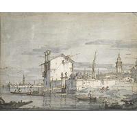 HRJUBWREE Oil Painting Prints on Canvas Painting Picture an Island in the Lagoon by Canaletto Artwork Canvas Prints for Home Decor 60x90cm