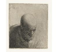 HRJUBWREE Oil Painting Prints on Canvas Painting Picture Bald man with open mouth, Looking down: bust by Rembrandt van Rijn Artwork Canvas Prints for Office Decor 60x90cm