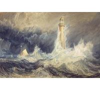 HRJUBWREE Oil Painting Prints on Canvas Painting Picture Bell Rock Lighthouse by Mallord William Turner Artwork Canvas Prints for Home Decor 60x90cm