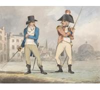 HRJUBWREE Oil Painting Prints on Canvas Painting Picture Caricature of Two Men with Drawn Swords by Sell Cotman Artwork Canvas Prints for Office Decor 60x90cm