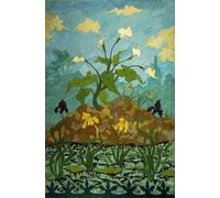 HRJUBWREE Oil Painting Prints on Canvas Painting Picture Lilies Purple and Yellow Irises by Paul Ranson Artwork Canvas Prints for Office Decor 60x90cm