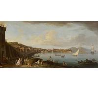 HRJUBWREE Oil Painting Prints on Canvas Painting Picture Naples a View of the Bay From the South by Claude Vernet Artwork Canvas Prints for Home Decor 60x90cm