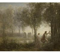 HRJUBWREE Oil Painting Prints on Canvas Painting Picture Orpheus Leading Eurydice from the Underworld by Jean Baptiste Camille Corot Artwork Canvas Prints for Office Decor 60x90cm