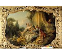 HRJUBWREE Oil Painting Prints on Canvas Painting Picture Pastor Gallant Scene Bucolic. by François Boucher Artwork Canvas Prints for Home Decor 60x90cm