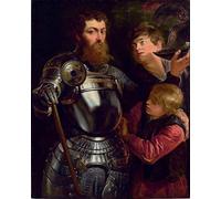 HRJUBWREE Oil Painting Prints on Canvas Painting Picture Portrait of a Commander Three Quarter Length Being Dressed for Battle by Peter Paul Rubens Artwork Canvas Prints for Home Decor 60x90cm