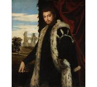 HRJUBWREE Oil Painting Prints on Canvas Painting Picture Portrait of a Young Man Wearing Lynx Fur by Paolo Veronese Artwork Canvas Prints for Home Decor 60x90cm