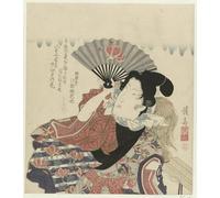 HRJUBWREE Oil Painting Prints on Canvas Painting Picture Portrait of the Poet Edo No Hananari by Keisai Eisen Artwork Canvas Prints for Home Decor 60x90cm