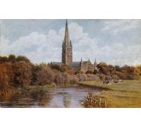 HRJUBWREE Oil Painting Prints on Canvas Painting Picture Salisbury Cathedral by Alfred Robert Quinton Artwork Canvas Prints for Home Decor 60x90cm