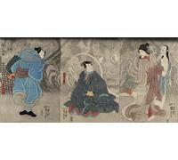 HRJUBWREE Oil Painting Prints on Canvas Painting Picture Scene From a Ghost Story the Okazaki Cat Demon by Utagawa Kuniyoshi Artwork Canvas Prints for Office Decor 60x90cm