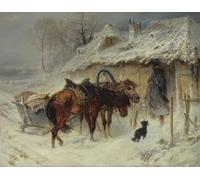 HRJUBWREE Oil Painting Prints on Canvas Painting Picture Searching for Smugglers by Adolf Schreyer Artwork Canvas Prints for Home Decor 60x90cm
