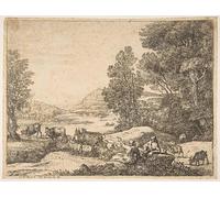HRJUBWREE Oil Painting Prints on Canvas Painting Picture Shepherd and Shepherdess Conversing in a Landscape by Claude Lorrain Artwork Canvas Prints for Office Decor 60x90cm
