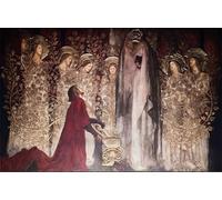 HRJUBWREE Oil Painting Prints on Canvas Painting Picture Sir Galahad Discovering the Holy Grail by Edwin Austin Abbey Artwork Canvas Prints for Home Decor 60x90cm
