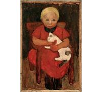 HRJUBWREE Oil Painting Prints on Canvas Painting Picture Sitting Farmer Child with Cat by Paula Modersohn Becker Artwork Canvas Prints for Office Decor 60x90cm