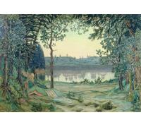 HRJUBWREE Oil Painting Prints on Canvas Painting Picture Stage Design for Rimsky-korsakov's 'legend of the Invisble Town Kitezh Artwork Canvas Prints for Office Decor 60x90cm