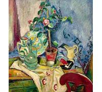 HRJUBWREE Oil Painting Prints on Canvas Painting Picture Still Life with Camellia by Oskar Moll Artwork Canvas Prints for Office Decor 60x90cm