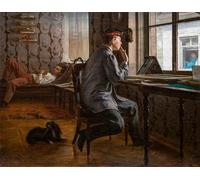 HRJUBWREE Oil Painting Prints on Canvas Painting Picture Students Preparing for an Exam by Ilya Efimovich Repin Artwork Canvas Prints for Office Decor 60x90cm