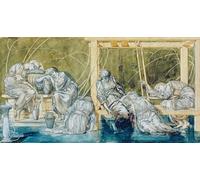 HRJUBWREE Oil Painting Prints on Canvas Painting Picture Study for the Garden Court From the Briar Rose Series by Edward Burne Jones Artwork Canvas Prints for Home Decor 60x90cm