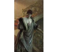 HRJUBWREE Oil Painting Prints on Canvas Painting Picture Sur Le Chemin Du Bal by Paul Edouard Rosset-granger Artwork Canvas Prints for Office Decor 60x90cm