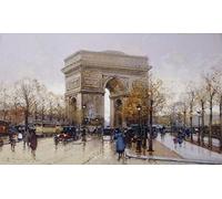 HRJUBWREE Oil Painting Prints on Canvas Painting Picture the Arc De Paris by Eugene Galien Laloue Artwork Canvas Prints for Home Decor 60x90cm