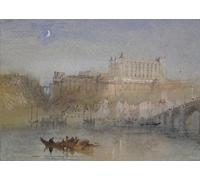 HRJUBWREE Oil Painting Prints on Canvas Painting Picture the Bridge and Château At Amboise by Mallord William Turner Artwork Canvas Prints for Home Decor 60x90cm
