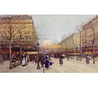 HRJUBWREE Oil Painting Prints on Canvas Painting Picture the Champs Elysees Paris by Eugene Galien Laloue Artwork Canvas Prints for Home Decor 60x90cm