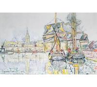 HRJUBWREE Oil Painting Prints on Canvas Painting Picture the 'emerald St. Malo by Paul Signac Artwork Canvas Prints for Home Decor 60x90cm