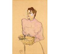 HRJUBWREE Oil Painting Prints on Canvas Painting Picture the Flower-seller by Henri De Toulouse Lautrec Artwork Canvas Prints for Office Decor 60x90cm