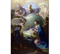 HRJUBWREE Oil Painting Prints on Canvas Painting Picture the Nativity with God the Father and the Holy Ghost by Battista Pittoni Artwork Canvas Prints for Office Decor 60x90cm