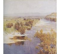 HRJUBWREE Oil Painting Prints on Canvas Painting Picture The Purple Noon's Transparent Might Arthur Streeton Artwork Canvas Prints for Home Decor 60x90cm