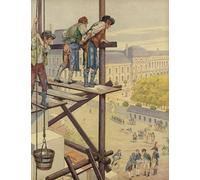 HRJUBWREE Prints on Canvas Painting Picture Construction Workers Look Down From the Scaffolding on the Place Des Pyramides by Jacques Marie Gaston Onfray De Breville for Home Decor 60x90cm