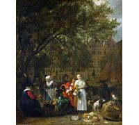 HRJUBWREE Retro Picture Art Painting Wall Poster a Herb Market in Amsterdam by Gabriel Metsu Vintage Art Print for Home Decor 60x90cm
