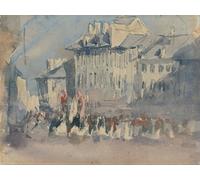 HRJUBWREE Retro Picture Art Painting Wall Poster a Religious Procession by David Cox Vintage Art Print for Office Decor 60x90cm