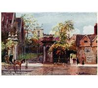 HRJUBWREE Retro Picture Art Painting Wall Poster College Gate and Chapel From the Broad St by William Matthison Vintage Art Print for Office Decor 60x90cm