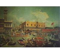 HRJUBWREE Retro Picture Art Painting Wall Poster Départ du Bucentaure pour les fiançailles de by Antonio Canal Vintage Art Print for Office Decor 60x90cm