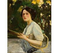 HRJUBWREE Retro Picture Art Painting Wall Poster Eileen Lavery Holding a Tennis Racket by Lavery Vintage Art Print for Home Decor 60x90cm