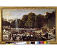 HRJUBWREE Retro Picture Art Painting Wall Poster Entrance of the Duchess of Orleans Helene of Mecklembourg in the Tuileries Garden by Eugene Louis Lami Vintage Art Print for Home Decor 60x90cm