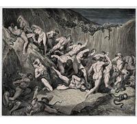 HRJUBWREE Retro Picture Art Painting Wall Poster Inferno Canto the Thieves Tormented by Serpents Illustration by Gustave Dore Vintage Art Print for Office Decor 60x90cm