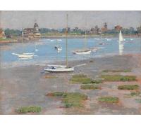 HRJUBWREE Retro Picture Art Painting Wall Poster Low Tide Riverside Yacht Club by Theodore Robinson Vintage Art Print for Home Decor 60x90cm
