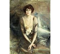 HRJUBWREE Retro Picture Art Painting Wall Poster Portrait of Mrs George Mcfadden Seated by Giovann Vintage Art Print for Home Decor 60x90cm