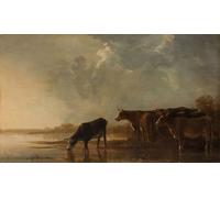 HRJUBWREE Retro Picture Art Painting Wall Poster River Landscape with Animals by Aelbert Cuyp Vintage Art Print for Office Decor 60x90cm