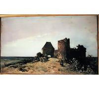 HRJUBWREE Retro Picture Art Painting Wall Poster Ruins of the Chateau De Rozemont by Johan Barthold Jongkind Vintage Art Print for Office Decor 60x90cm
