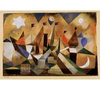 HRJUBWREE Retro Picture Art Painting Wall Poster Sailing shipswaiting for the storm by Paul Klee Vintage Art Print for Home Decor 60x90cm