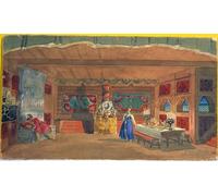 HRJUBWREE Retro Picture Art Painting Wall Poster Stage Design for the Opera the Tsars Bride by Boris Mikhailovich Kustodiev Vintage Art Print for Office Decor 60x90cm