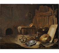 HRJUBWREE Retro Picture Art Painting Wall Poster Still Life in a Barn by Jan Davidsz De Heem Vintage Art Print for Home Decor 60x90cm
